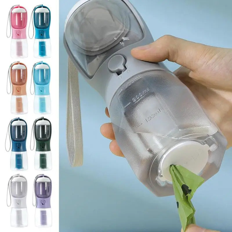 3-in-1 Portable Pet Cup: Water, Food, Waste Bag Solution