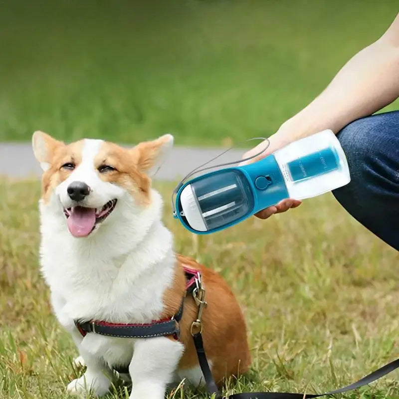 3-in-1 Portable Pet Cup: Water, Food, Waste Bag Solution